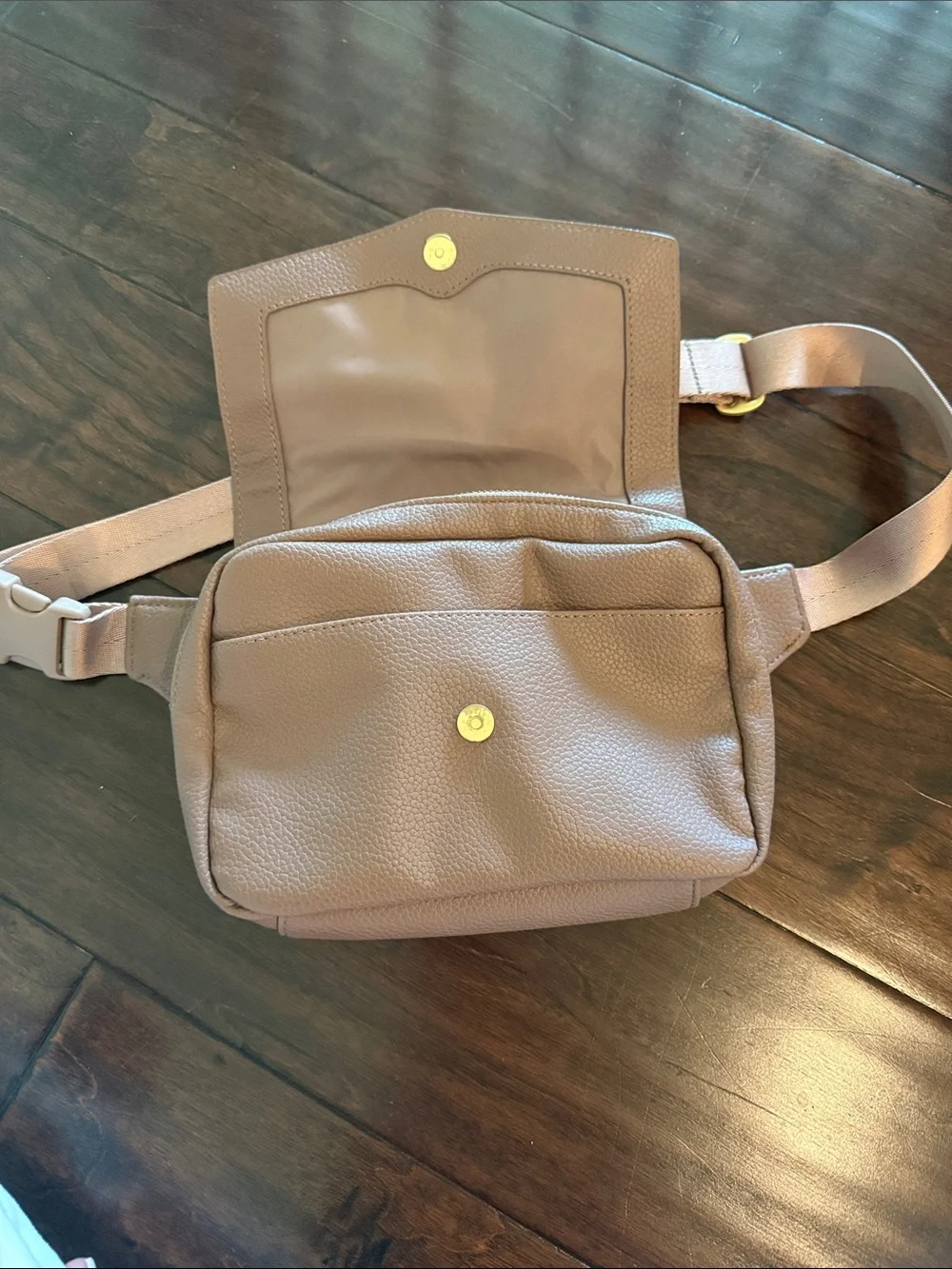 Freshly Picked Taupe Leather Crossbody Belt Bag